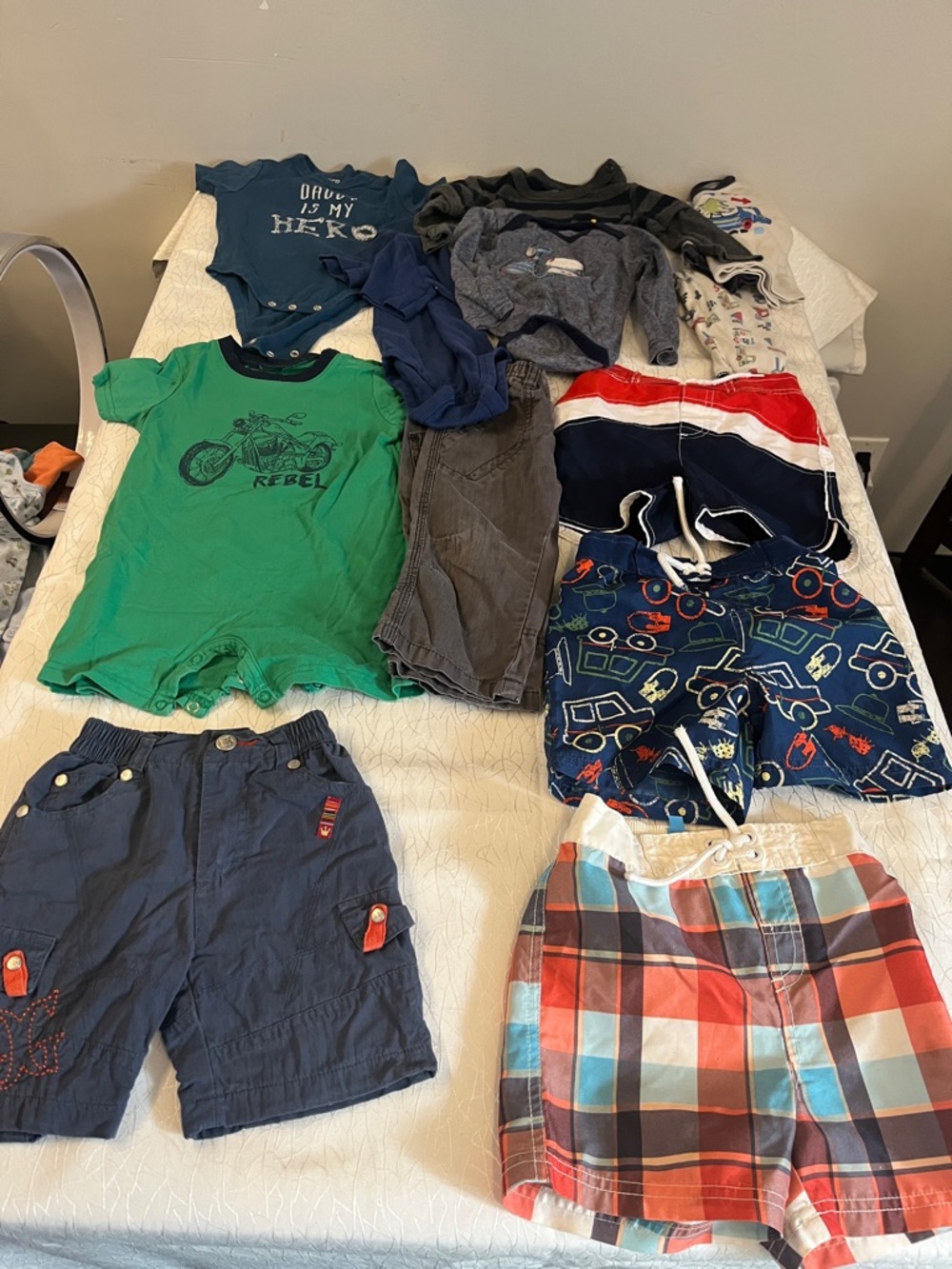 Summer baby  bundle bathing suits, 12 Short Sleeve Romper - overhalls